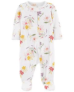 Macacão Carters Bebe Branco Flores