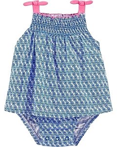 Banho de Sol Carters Vestido Sunsuit Azul e Rosa