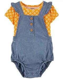 Jardineira Carters Bebe Amarelo e Jeans