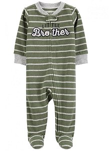 Macacão Carters Fleece Bebe Verde Little Brother