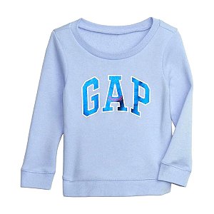Blusa GAP Moletom Kids Azul Claro Logo Metálico