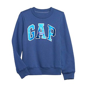 Blusa GAP Moletom Kids Azul Logo Metálico