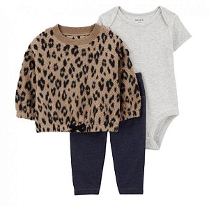 Conjunto Carters 3 pecas Casaco Sherpa Oncinha