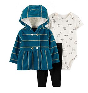 Conjunto Carters 3 pecas Casaco Fleece Verde