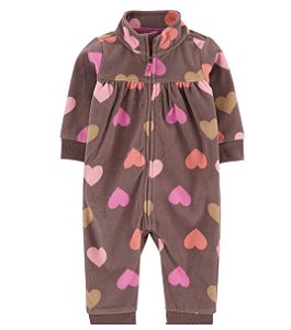 Macacão Carters Fleece Bebe Jumpsuit Coracao