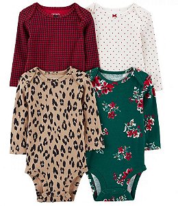 Kit Body Carters Manga Longa 4 pecas Oncinha