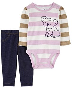 Conjunto Carters 2 pecas Longo Koala Lilas