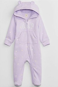 Macacão GAP Bebe Moletom Coracao Lilas
