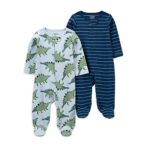 Kit Macacão Carters 2 pecas Dinossauro e Listras Azul