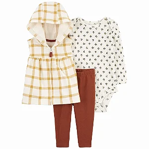 Conjunto Carters 3 pecas Colete Amarelo Xadrez