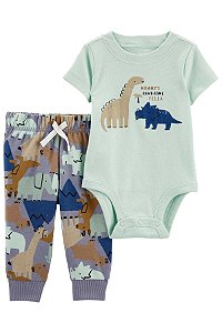 Conjunto Carters 2 pecas Longo Camuflado Dinossauro Verde