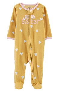 Macacão Carters Fleece Bebe Little Sister Amarelo