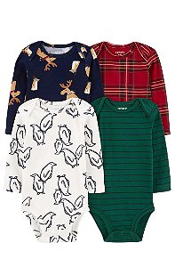 Kit Body Carters Manga Longa 4 pecas Pinguim