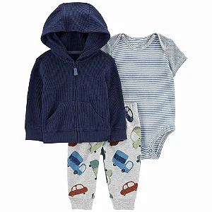 Conjunto Carters 3 pecas Casaco Carros Azul