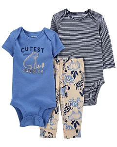 Conjunto Carters 3 pecas Longo Trio Safari Azul