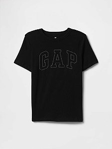 Camiseta GAP Kids Manga Curta Preta Logo Preto