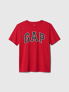 Camiseta GAP Kids Manga Curta Vermelha Logo Preto