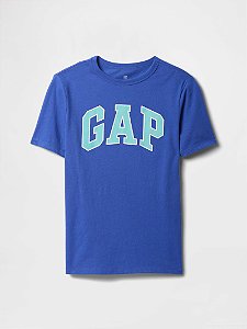 Camiseta GAP Kids Manga Curta Azul Logo Azul Claro