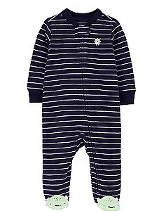 Macacão Carters Fleece Bebe Azul Monstrinho