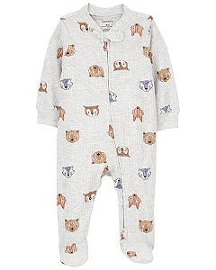 Macacão Carters Bebe Cinza Urso Animais
