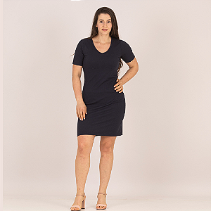 Vestido Feminino Tubinho Canelado Manga Curta P-M-G-GG 32-A