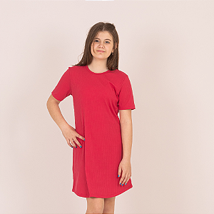 Vestido Infantil Juvenil Canelado Manga Curta Tamanhos 10 ao 16 35-A