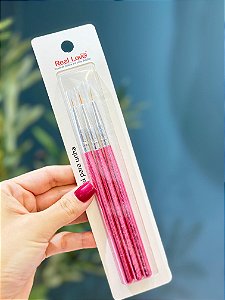 KIT C/ 3 PINCÉIS PONTA FINA PINK REAL LOVE