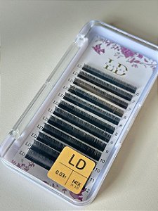 CÍLIOS POSTIÇOS PRETO MIX 6-12 CURVATURA E ESPESSURA LD 0.03 CHERRY LASH