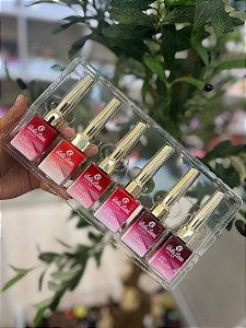 KIT ESMALTE 18ML TAMPA DOURADA BELLA ROSA
