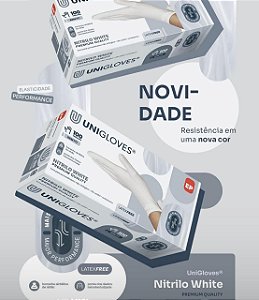 LUVA NITRILO UNIGLOVES WHITE PEQUENO