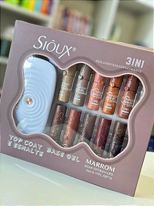 KIT ESMALTE 3 EM 1 12 UNI + MINI CABINE PORTÁTIL SIOUX - MARROM