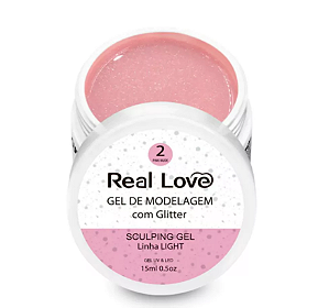 GEL COM GLITTER LINHA LIGHT 15ML REAL LOVE - NUDE 2