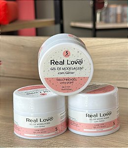 GEL COM GLITTER LINHA LIGHT 15ML REAL LOVE  - NUDE 5