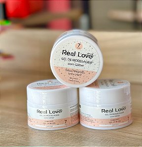 GEL COM GLITTER LINHA LIGHT 15ML REAL LOVE  - NUDE 7