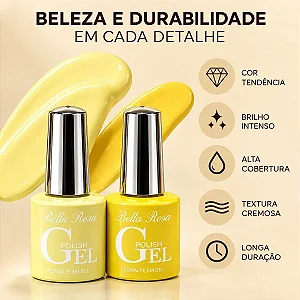 KIT ESMALTE AMARELO BELLA ROSA 10ML