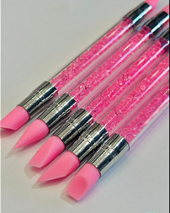 KIT PINCEL SILICONE DUPLO COM CRISTAIS