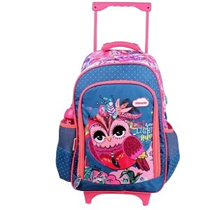 Mochila Chimolla Escolar Infantil 18 Coruja de Rodinha com Alça de Costas