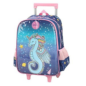 Mochila Up4you Infantil Rodinha e Alça de Costas Cavalo marinho