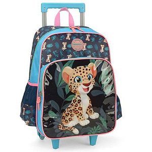 Mochila Infantil Up4you Rodinha e Alça de Ombro Onça Luxcel