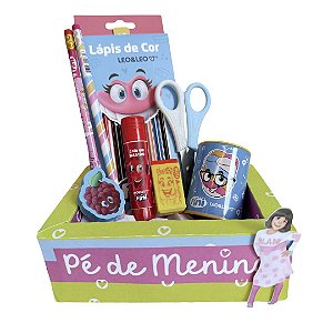 Kit Papelaria Infantil Fini Leo&Leo Presente Criativo – Lápis de Cor, Cola Bastão, Borracha e Acessórios | Pé de Menina