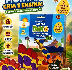 Quebra-Cabeça 3D Dinossauro EVA - Monta Brinca e Aprende