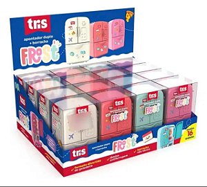 Apontador Duplo com Borracha Frost Formato Geladeira Escolar Fofo Infantil