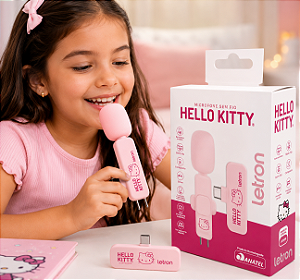Microfone Sem Fio Infantil Hello Kitty Rosa Bluetooth recarregáveil