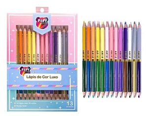 Kit Lápis de Cor Luxo Foofy Colors com 12 Cores Tons Pastel Escolar Infanti