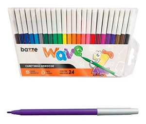 Kit Canetinha Hidrocor Wave Buzz 24 Cores Lavável Escolar Infantil