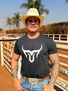 Camiseta Marco Véio Preta com Estampa Branca