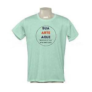 Camiseta em Malha 100% Poliéster Personalizada - Cor Verde Água