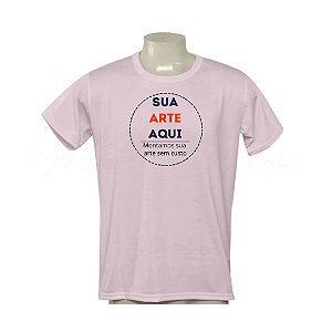 Camiseta em Malha 100% Poliéster Personalizada - Cor Rosa Bebê