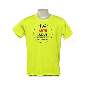 Camiseta em Malha 100% Poliéster Personalizada - Cor Amarelo Neon