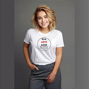 Camiseta Feminina Baby Look em Malha 100% Poliéster Cor Branca - Personalizada